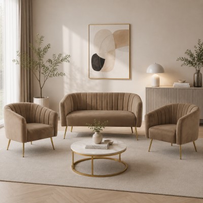 Fotoliu de design, ţesătură Velvet maro/gold crom-auriu, BAGY