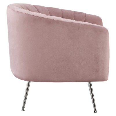 Fotoliu de design, ţesătură Velvet roz/crom-argintiu, BAGY