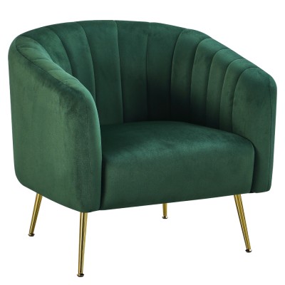 Fotoliu de design, ţesătură Velvet verde închis/gold crom-auriu, BAGY