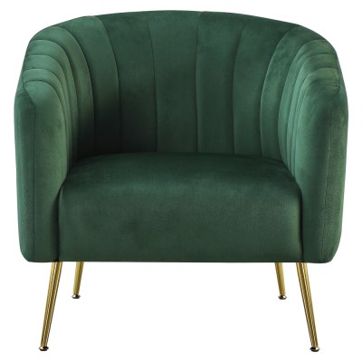 Fotoliu de design, ţesătură Velvet verde închis/gold crom-auriu, BAGY