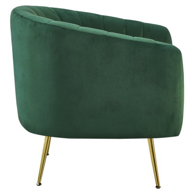 Fotoliu de design, ţesătură Velvet verde închis/gold crom-auriu, BAGY