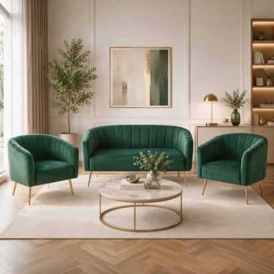 Fotoliu de design, ţesătură Velvet verde închis/gold crom-auriu, BAGY