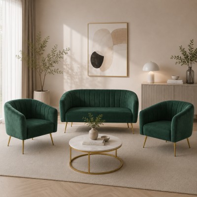 Fotoliu de design, ţesătură Velvet verde închis/gold crom-auriu, BAGY