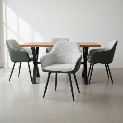 Fotoliu de design, verde/melir gri deschis/negru, KATRIEL