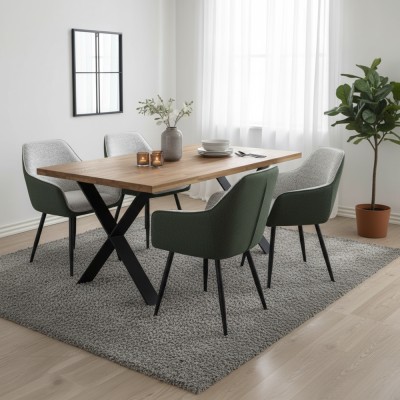 Fotoliu de design, verde/melir gri deschis/negru, KATRIEL