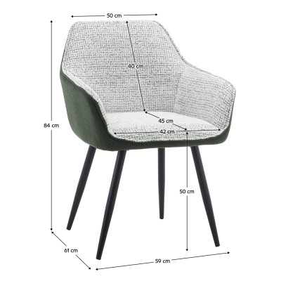 Fotoliu de design, verde/melir gri deschis/negru, KATRIEL
