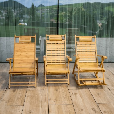 Fotoliu de grădină poziţionabil, natural, bambus, VARDON