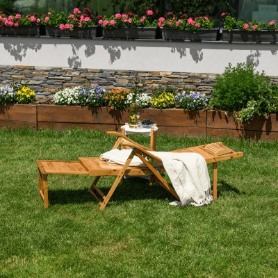 Fotoliu de grădină poziţionabil, natural, bambus, VARDON