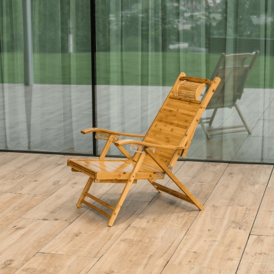 Fotoliu de grădină poziţionabil, natural, bambus, VARDON