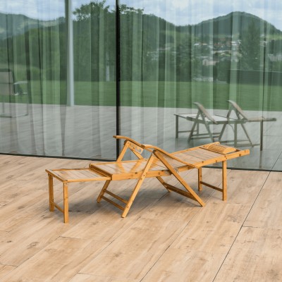 Fotoliu de grădină poziţionabil, natural, bambus, VARDON