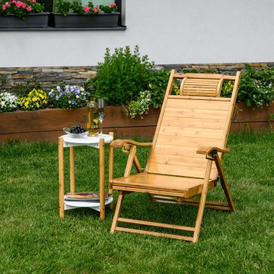 Fotoliu de grădină poziţionabil, natural, bambus, VARDON