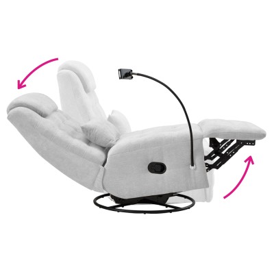 Fotoliu de lux pivotant, cu balansare, gri deschis, UMBRO