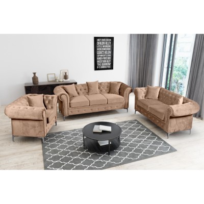 Fotoliu de lux, stofă gri-maro Velvet, ROMANO