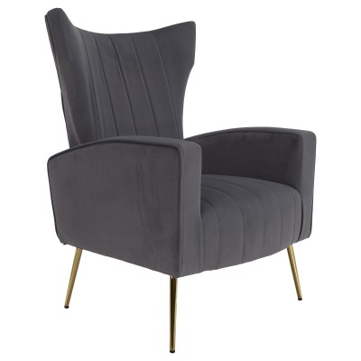 Fotoliu de relaxare, ţesătură Velvet gri, BARET