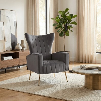 Fotoliu de relaxare, ţesătură Velvet gri, BARET