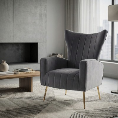 Fotoliu de relaxare, ţesătură Velvet gri, BARET