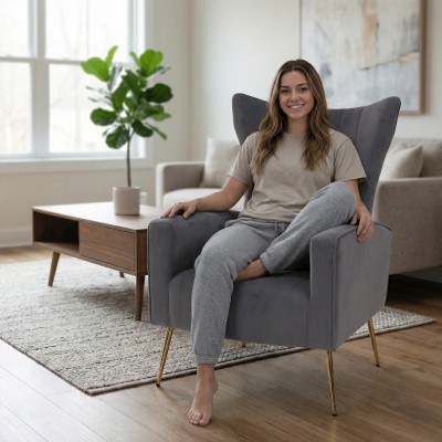 Fotoliu de relaxare, ţesătură Velvet gri, BARET