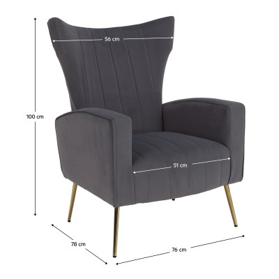 Fotoliu de relaxare, ţesătură Velvet gri, BARET