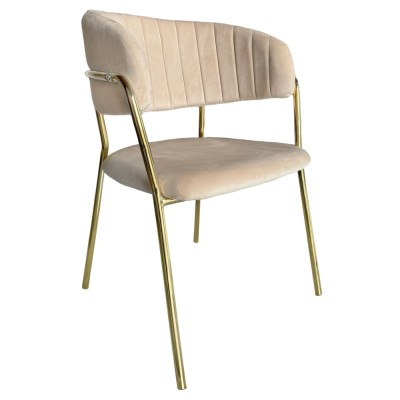 Fotoliu de sufragerie de design, bej, Velvet/gold crom auriu, DASMIN NEW TIP 1