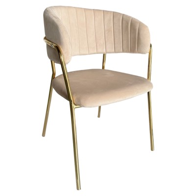 Fotoliu de sufragerie de design, bej, Velvet/gold crom auriu, DASMIN NEW TIP 1