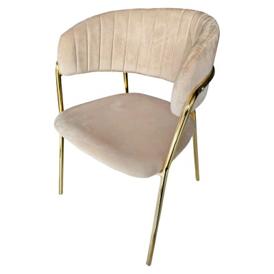 Fotoliu de sufragerie de design, bej, Velvet/gold crom auriu, DASMIN NEW TIP 1