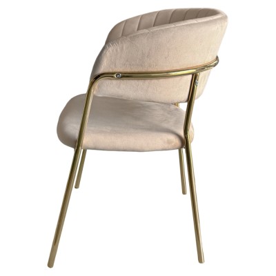 Fotoliu de sufragerie de design, bej, Velvet/gold crom auriu, DASMIN NEW TIP 1