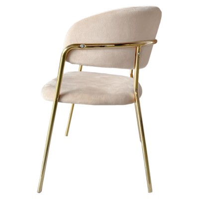 Fotoliu de sufragerie de design, bej, Velvet/gold crom auriu, DASMIN NEW TIP 1