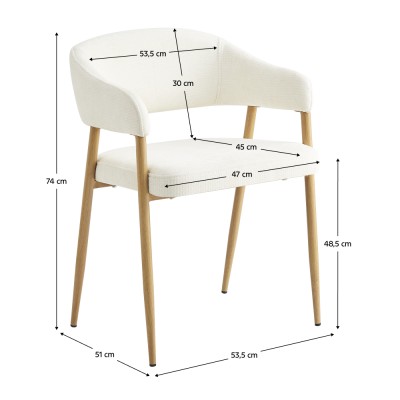 Fotoliu de sufragerie de design, crem/fag, NIZAR TYP 1