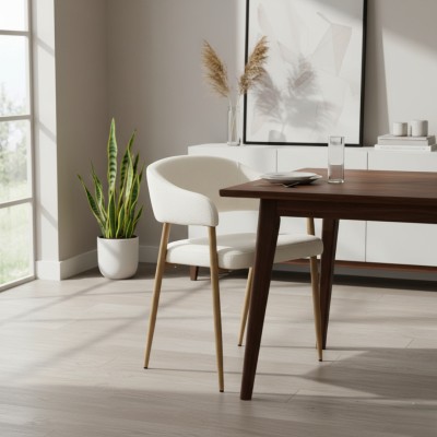 Fotoliu de sufragerie de design, crem/fag, NIZAR TYP 1