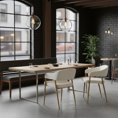 Fotoliu de sufragerie de design, crem/fag, NIZAR TYP 1