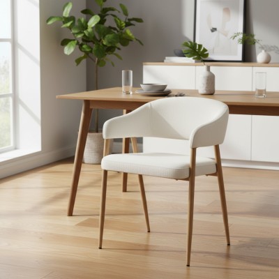 Fotoliu de sufragerie de design, crem/fag, NIZAR TYP 1