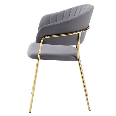Fotoliu de sufragerie de design, gri-maro Velvet/gold crom auriu, DASMIN TIP 1