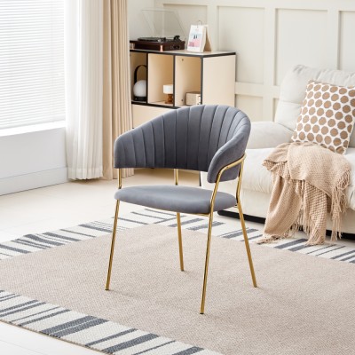 Fotoliu de sufragerie de design, gri-maro Velvet/gold crom auriu, DASMIN TIP 1
