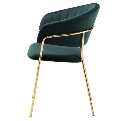 Fotoliu de sufragerie de design, verde închis, Velvet/gold crom auriu, DASMIN TIP 1