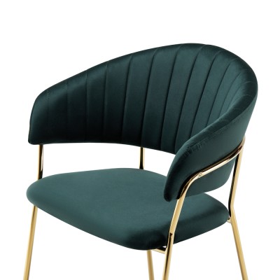 Fotoliu de sufragerie de design, verde închis, Velvet/gold crom auriu, DASMIN TIP 1