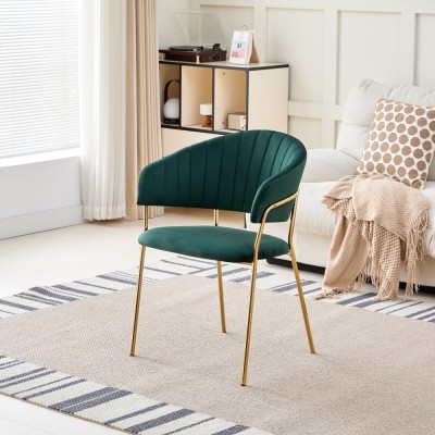 Fotoliu de sufragerie de design, verde închis, Velvet/gold crom auriu, DASMIN TIP 1