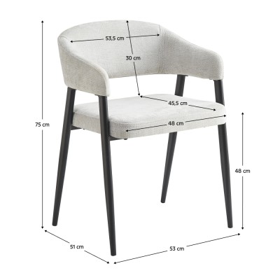 Fotoliu de sufragerie design, gri deschis/negru, NIZAR TYP 2