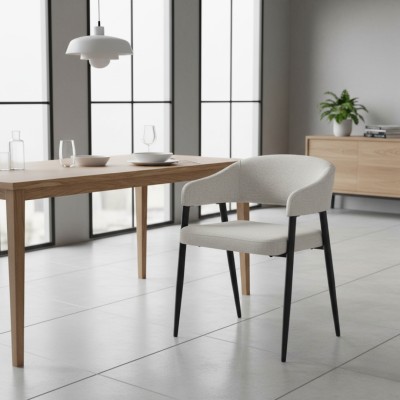 Fotoliu de sufragerie design, gri deschis/negru, NIZAR TYP 2