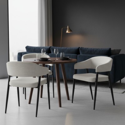 Fotoliu de sufragerie design, gri deschis/negru, NIZAR TYP 2