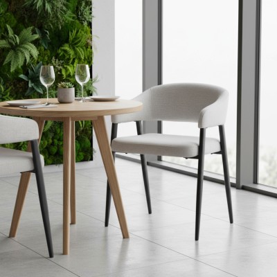 Fotoliu de sufragerie design, gri deschis/negru, NIZAR TYP 2