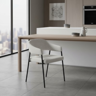 Fotoliu de sufragerie design, gri deschis/negru, NIZAR TYP 2