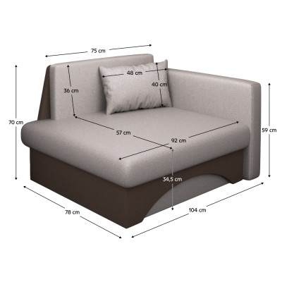 Fotoliu extensibil, bej-gri Taupe/maro, dreapta, KUBOŠ NEW