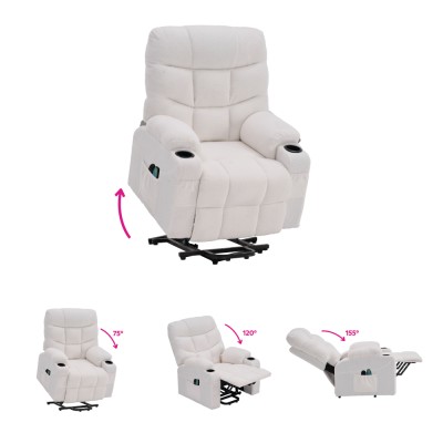 Fotoliu extensibil de masaj, alb, HUDSON