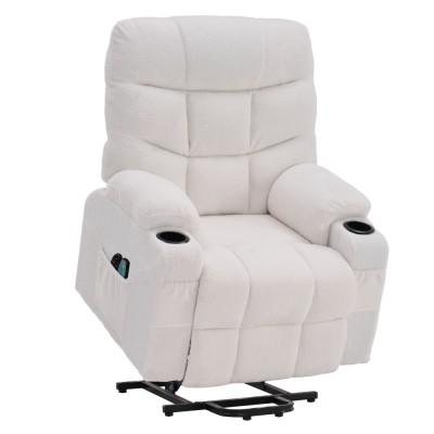 Fotoliu extensibil de masaj, alb, HUDSON