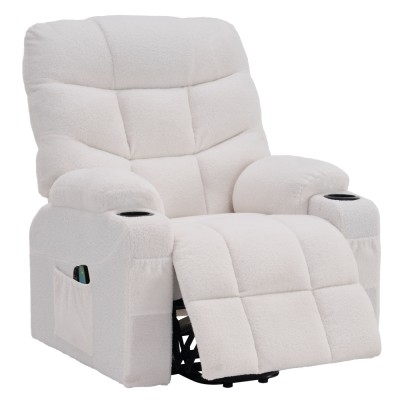 Fotoliu extensibil de masaj, alb, HUDSON