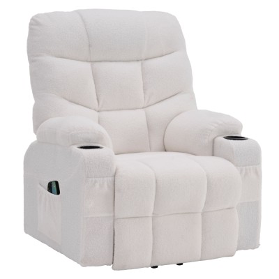 Fotoliu extensibil de masaj, alb, HUDSON