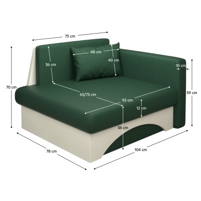 Fotoliu extensibil, verde/bej, pe dreapta, KUBOŠ NEW