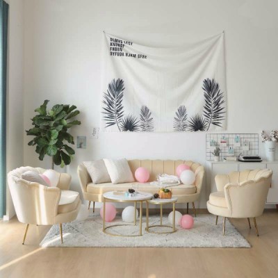 Fotoliu în stilul Art-deco, bej ţesătură Velvet/gold crom auriu, NOBLEO