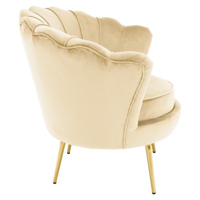 Fotoliu în stilul Art-deco, bej ţesătură Velvet/gold crom auriu, NOBLEO