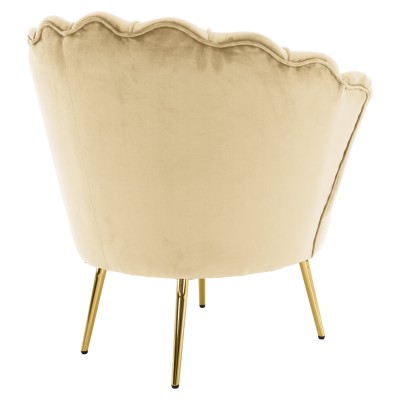 Fotoliu în stilul Art-deco, bej ţesătură Velvet/gold crom auriu, NOBLEO
